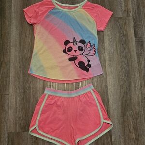 Wonder Nation Pink Rainbow Panda Kids Pajama Set
